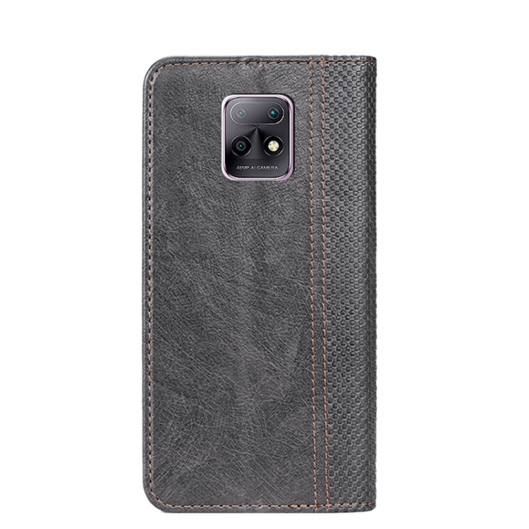 For Xiaomi Redmi 10X 5G Grid Texture Magnetic PU + TPU Horizontal Flip Leather Case with Holder & Card Slot