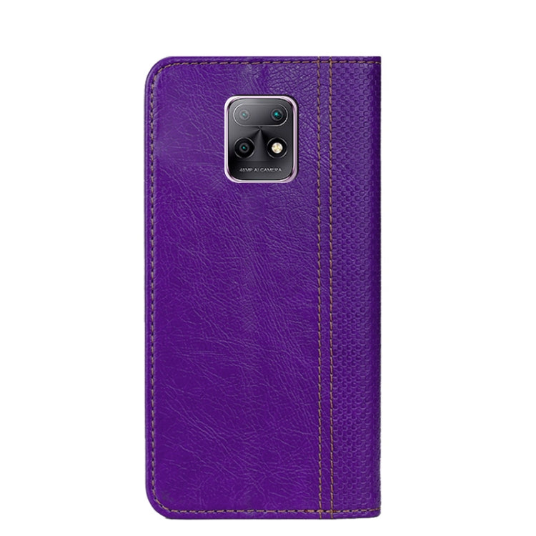 For Xiaomi Redmi 10X 5G Grid Texture Magnetic PU + TPU Horizontal Flip Leather Case with Holder & Card Slot