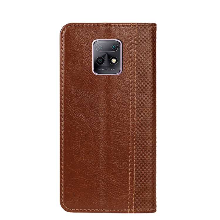 For Xiaomi Redmi 10X 5G Grid Texture Magnetic PU + TPU Horizontal Flip Leather Case with Holder & Card Slot