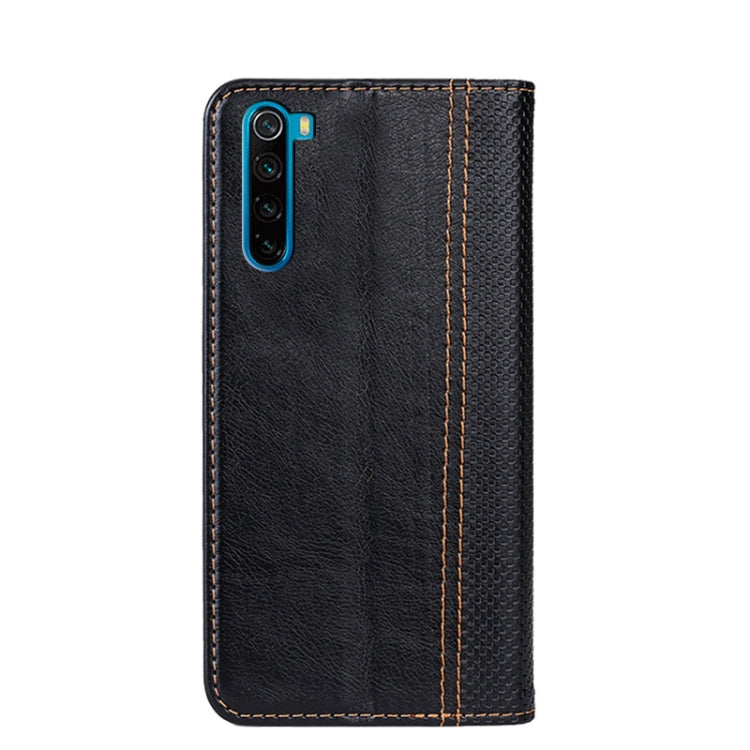 For Xiaomi Redmi Note 8 Grid Texture Magnetic PU + TPU Horizontal Flip Leather Case with Holder & Card Slot