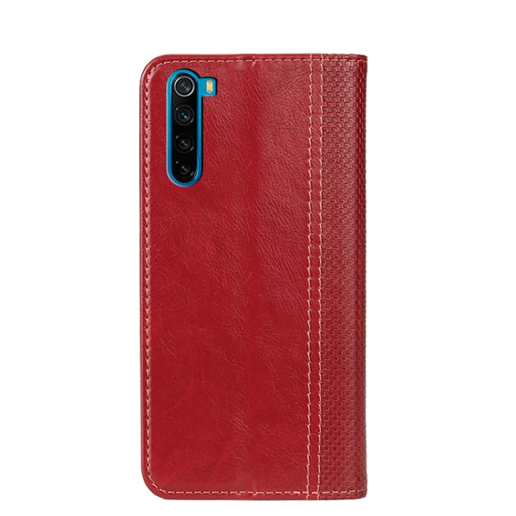 For Xiaomi Redmi Note 8 Grid Texture Magnetic PU + TPU Horizontal Flip Leather Case with Holder & Card Slot