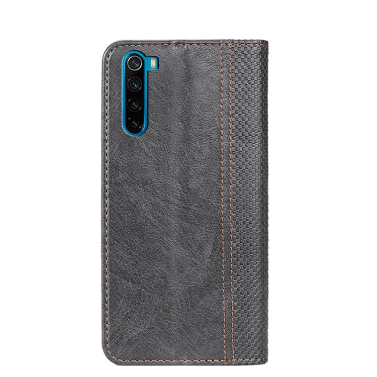 For Xiaomi Redmi Note 8 Grid Texture Magnetic PU + TPU Horizontal Flip Leather Case with Holder & Card Slot