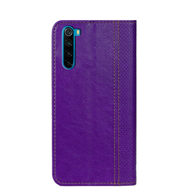 For Xiaomi Redmi Note 8 Grid Texture Magnetic PU + TPU Horizontal Flip Leather Case with Holder & Card Slot