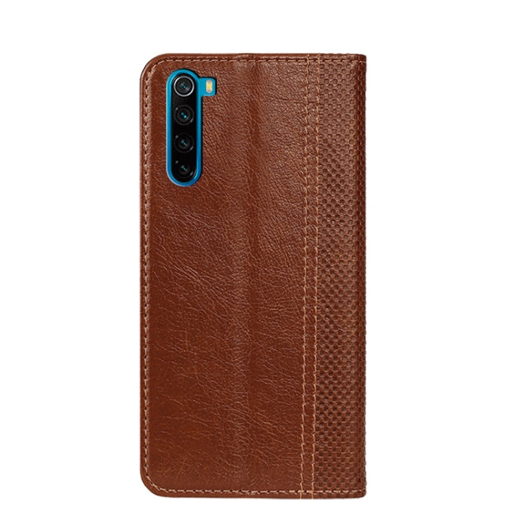 For Xiaomi Redmi Note 8 Grid Texture Magnetic PU + TPU Horizontal Flip Leather Case with Holder & Card Slot