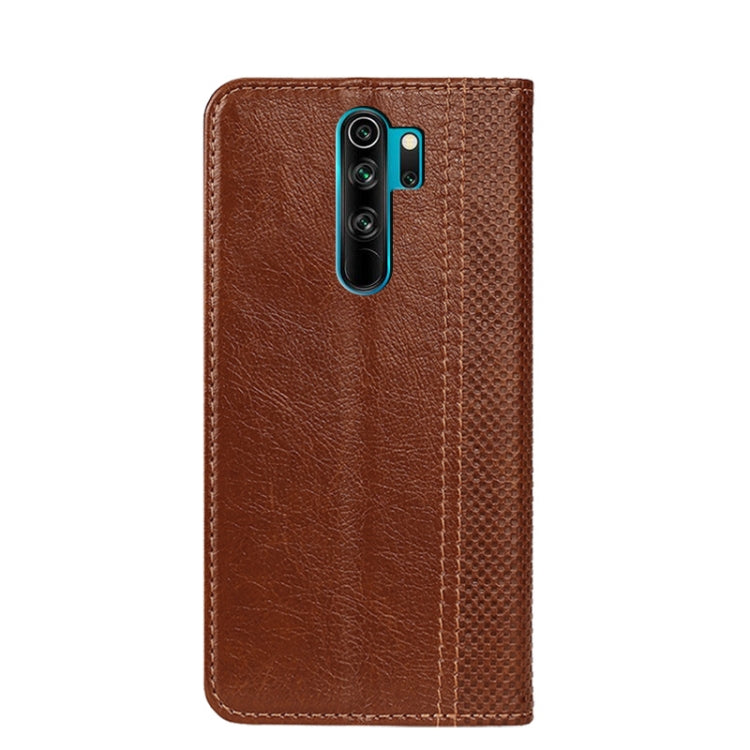 For Xiaomi Redmi Note 8 Pro Grid Texture Magnetic PU + TPU Horizontal Flip Leather Case with Holder & Card Slot