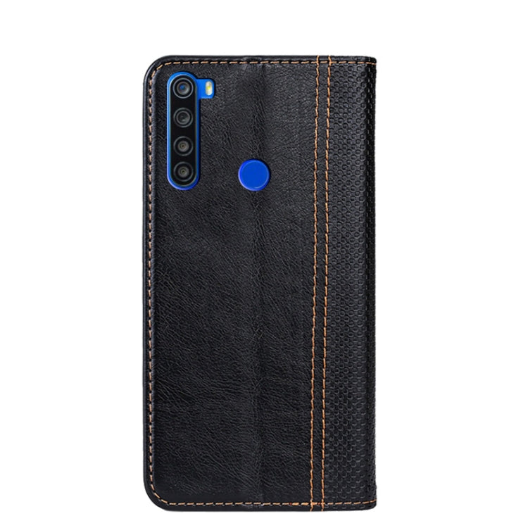 For Xiaomi Redmi Note 8T Grid Texture Magnetic PU + TPU Horizontal Flip Leather Case with Holder & Card Slot