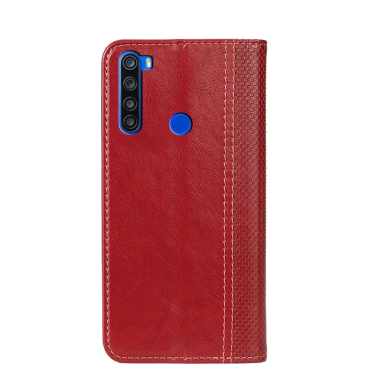 For Xiaomi Redmi Note 8T Grid Texture Magnetic PU + TPU Horizontal Flip Leather Case with Holder & Card Slot