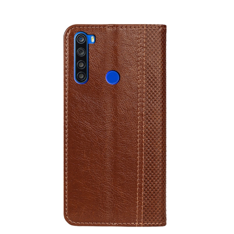 For Xiaomi Redmi Note 8T Grid Texture Magnetic PU + TPU Horizontal Flip Leather Case with Holder & Card Slot