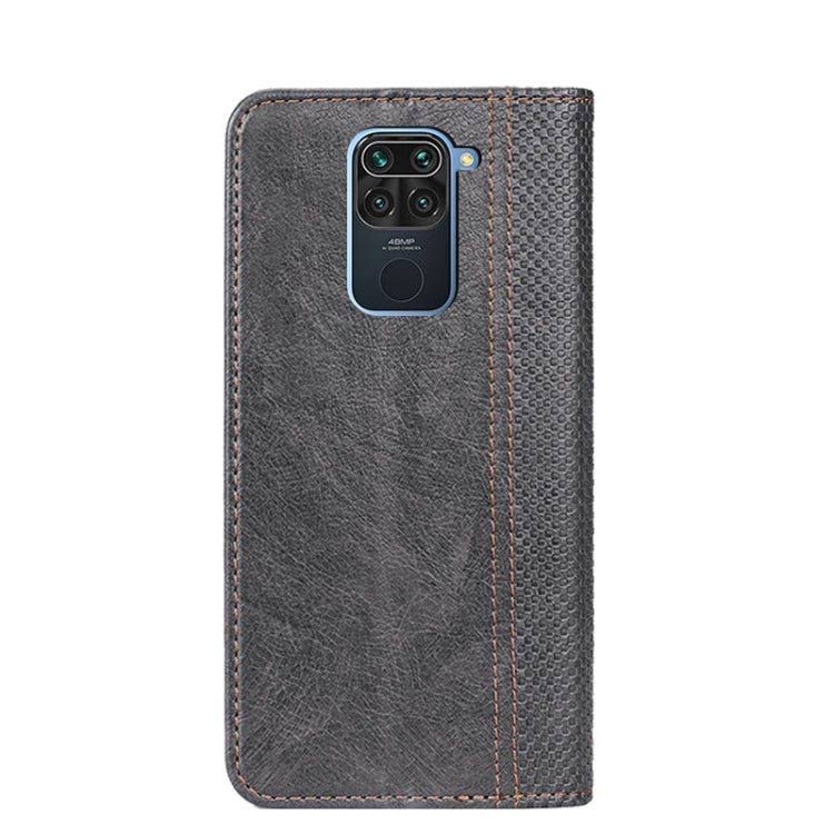 For Xiaomi Redmi Note 9 Grid Texture Magnetic PU + TPU Horizontal Flip Leather Case with Holder & Card Slot