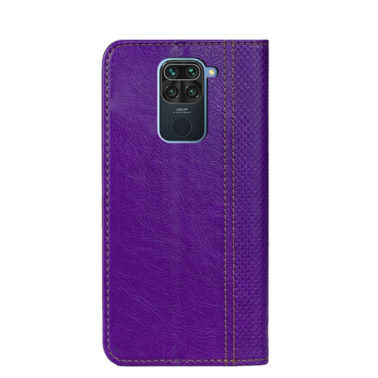For Xiaomi Redmi Note 9 Grid Texture Magnetic PU + TPU Horizontal Flip Leather Case with Holder & Card Slot