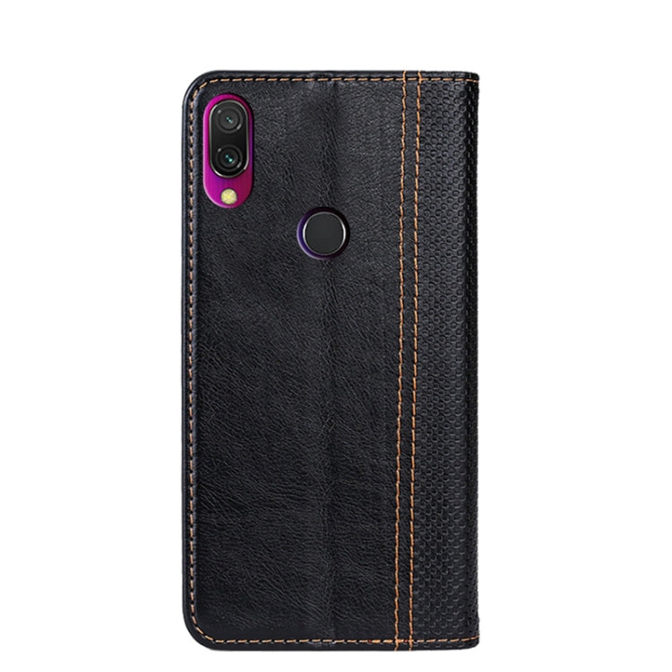 For Xiaomi Redmi 7 Grid Texture Magnetic PU + TPU Horizontal Flip Leather Case with Holder & Card Slot
