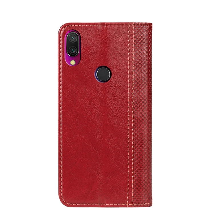 For Xiaomi Redmi Y3 Grid Texture Magnetic PU + TPU Horizontal Flip Leather Case with Holder & Card Slot