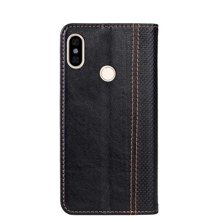 For Xiaomi Redmi Note 5 Grid Texture Magnetic PU + TPU Horizontal Flip Leather Case with Holder & Card Slot