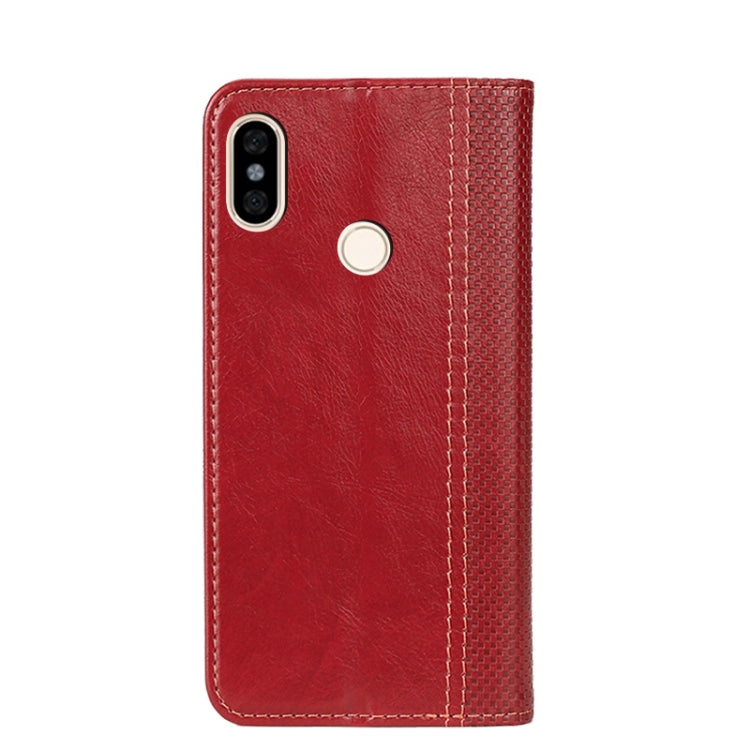 For Xiaomi Redmi Note 5 Grid Texture Magnetic PU + TPU Horizontal Flip Leather Case with Holder & Card Slot