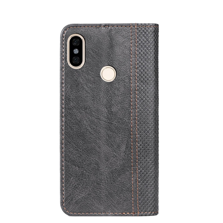 For Xiaomi Redmi Note 5 Grid Texture Magnetic PU + TPU Horizontal Flip Leather Case with Holder & Card Slot