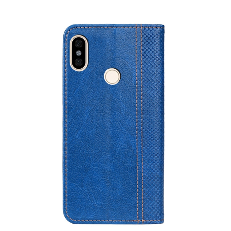 For Xiaomi Redmi Note 5 Grid Texture Magnetic PU + TPU Horizontal Flip Leather Case with Holder & Card Slot