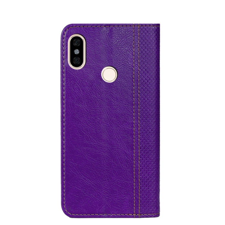 For Xiaomi Redmi Note 5 Grid Texture Magnetic PU + TPU Horizontal Flip Leather Case with Holder & Card Slot