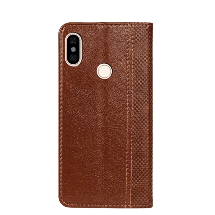 For Xiaomi Redmi Note 5 Grid Texture Magnetic PU + TPU Horizontal Flip Leather Case with Holder & Card Slot