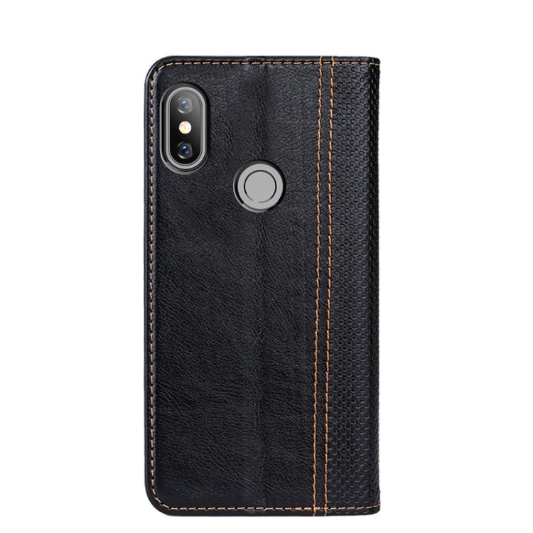 For Xiaomi Redmi Note 6 Grid Texture Magnetic PU + TPU Horizontal Flip Leather Case with Holder & Card Slot