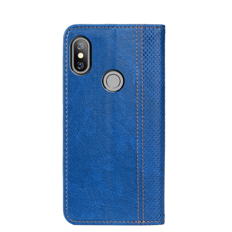 For Xiaomi Redmi Note 6 Grid Texture Magnetic PU + TPU Horizontal Flip Leather Case with Holder & Card Slot