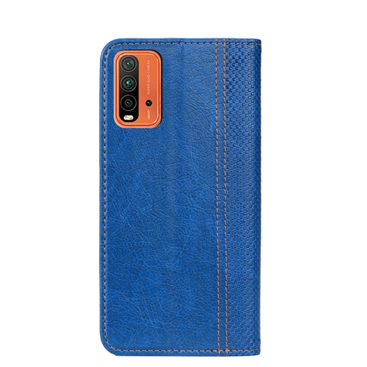 For Xiaomi Redmi Note 9 4G Grid Texture Magnetic PU + TPU Horizontal Flip Leather Case with Holder & Card Slot