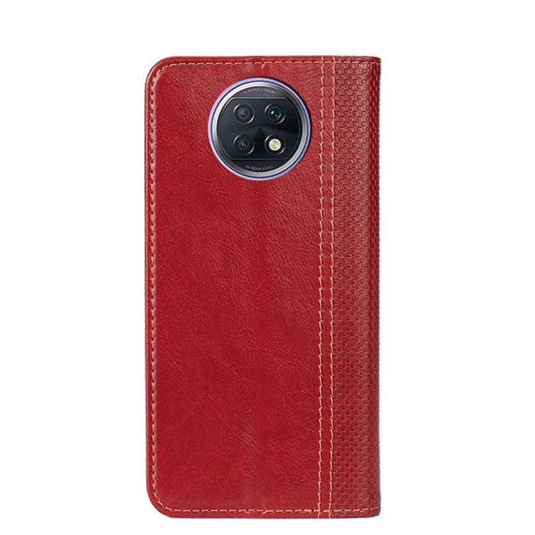 For Xiaomi Redmi Note 9T 5G Grid Texture Magnetic PU + TPU Horizontal Flip Leather Case with Holder & Card Slot