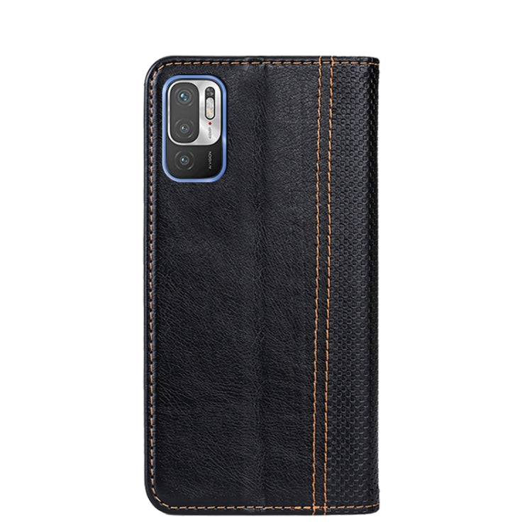 For Xiaomi Redmi Note 10 5G Grid Texture Magnetic PU + TPU Horizontal Flip Leather Case with Holder & Card Slot