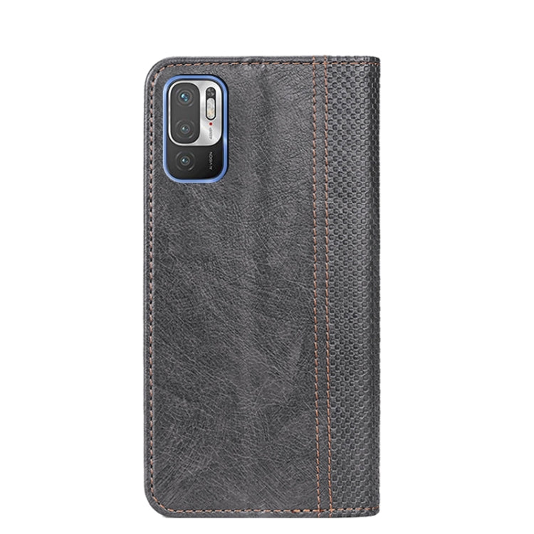 For Xiaomi Redmi Note 10 5G Grid Texture Magnetic PU + TPU Horizontal Flip Leather Case with Holder & Card Slot
