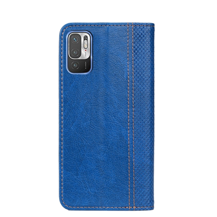 For Xiaomi Redmi Note 10 5G Grid Texture Magnetic PU + TPU Horizontal Flip Leather Case with Holder & Card Slot