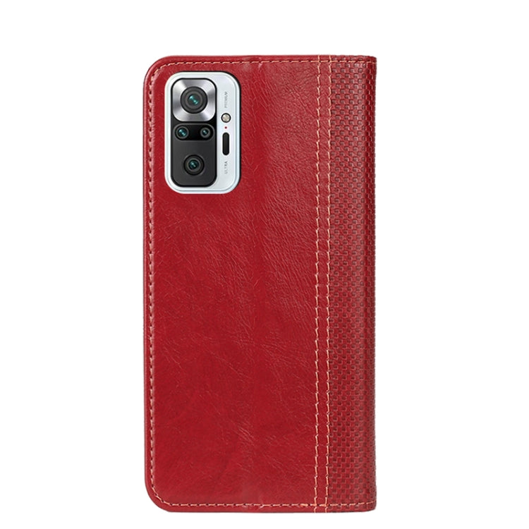 For Xiaomi Redmi Note 10 Pro Grid Texture Magnetic PU + TPU Horizontal Flip Leather Case with Holder & Card Slot