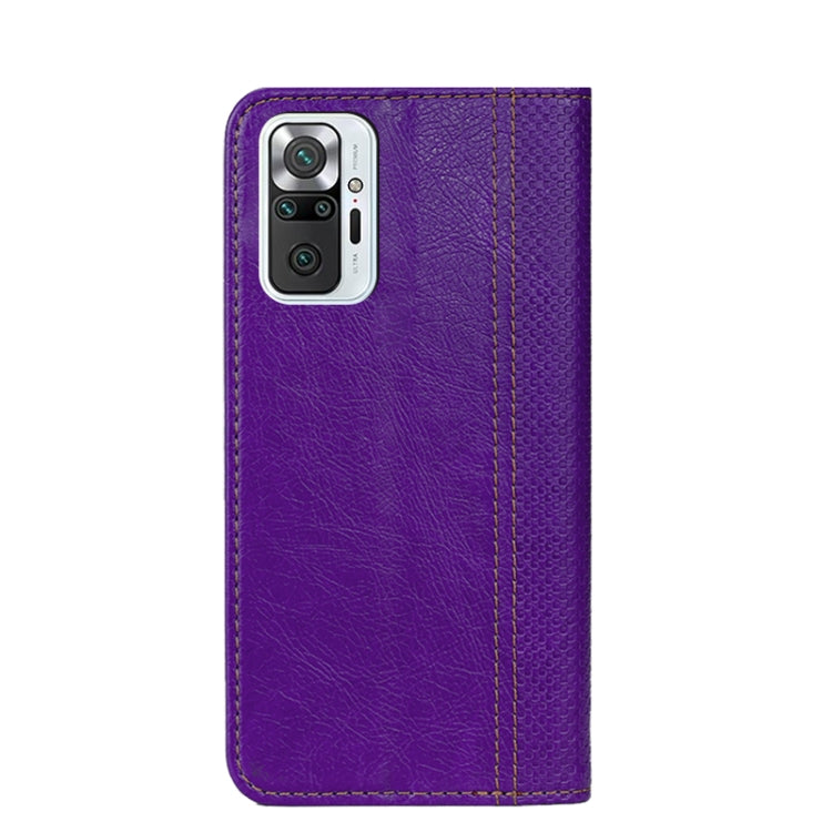 For Xiaomi Redmi Note 10 Pro Grid Texture Magnetic PU + TPU Horizontal Flip Leather Case with Holder & Card Slot