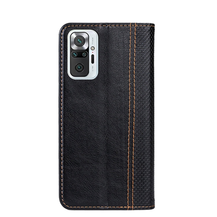 For Xiaomi Redmi Note 10 Pro (India) Grid Texture Magnetic PU + TPU Horizontal Flip Leather Case with Holder & Card Slot