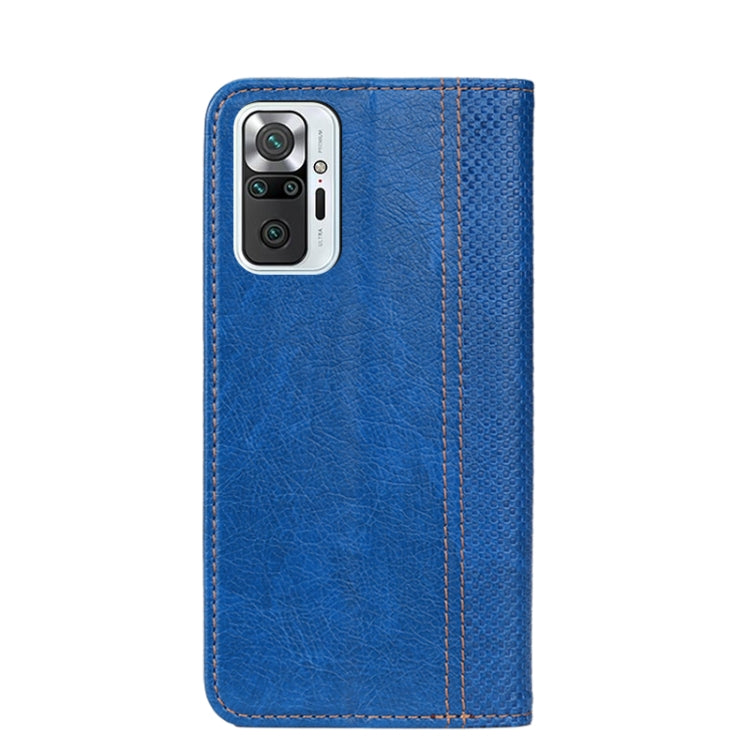 For Xiaomi Redmi Note 10 Pro (India) Grid Texture Magnetic PU + TPU Horizontal Flip Leather Case with Holder & Card Slot