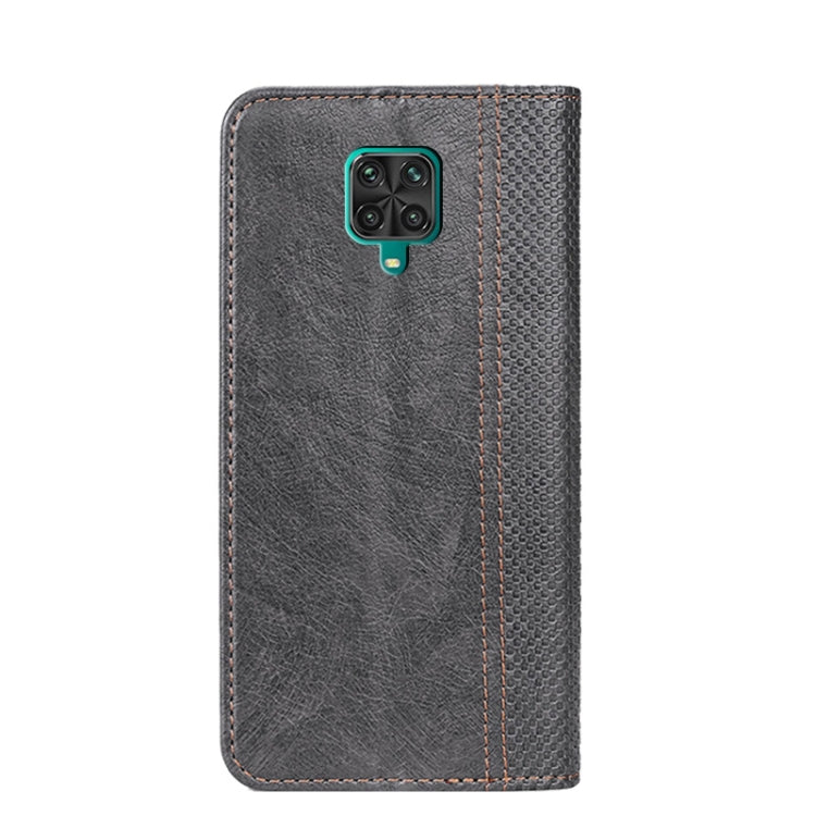 For Xiaomi Redmi Note 9S Grid Texture Magnetic PU + TPU Horizontal Flip Leather Case with Holder & Card Slot