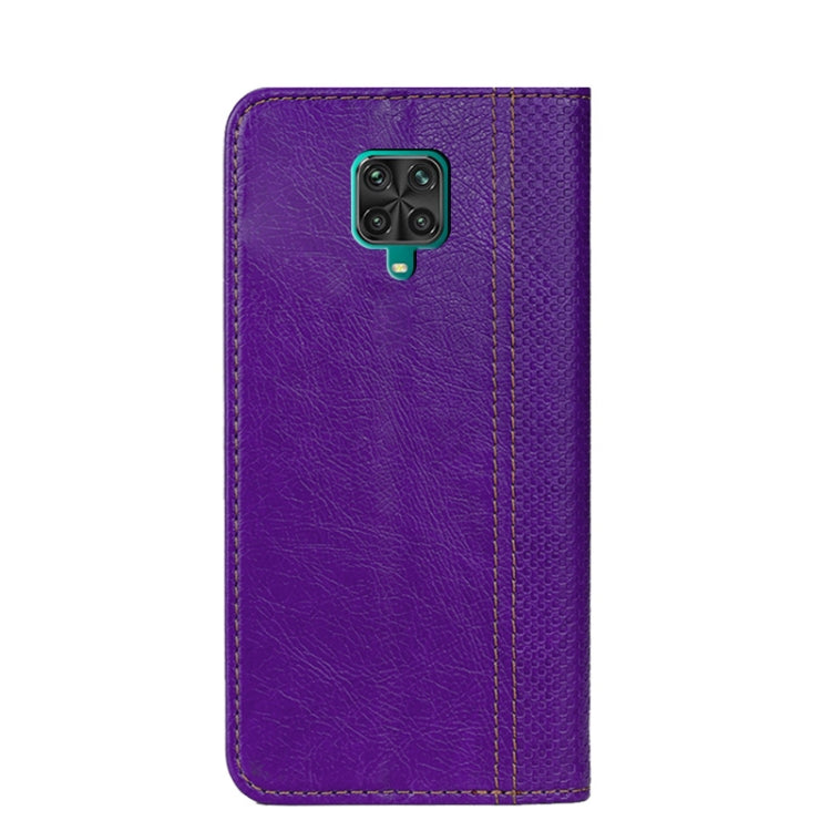 For Xiaomi Redmi Note 9 Pro Max Grid Texture Magnetic PU + TPU Horizontal Flip Leather Case with Holder & Card Slot