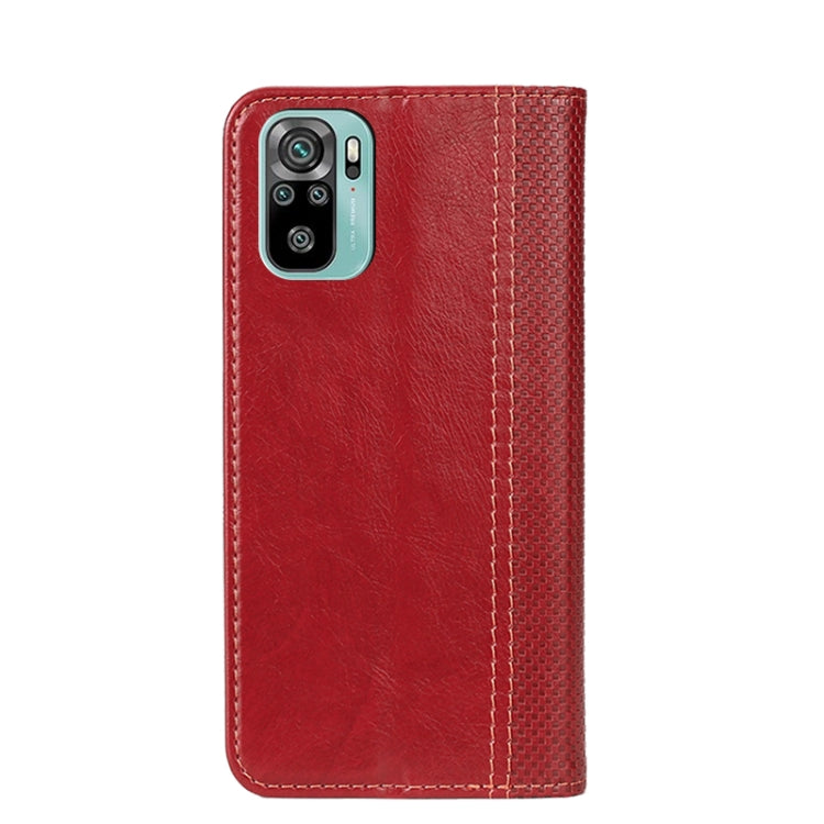 For Xiaomi Redmi Note 10 Grid Texture Magnetic PU + TPU Horizontal Flip Leather Case with Holder & Card Slot