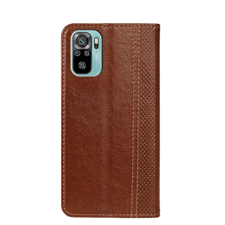For Xiaomi Redmi Note 10 Grid Texture Magnetic PU + TPU Horizontal Flip Leather Case with Holder & Card Slot