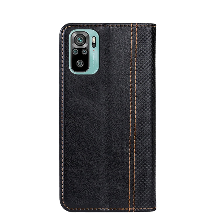 For Xiaomi Redmi Note 10S Grid Texture Magnetic PU + TPU Horizontal Flip Leather Case with Holder & Card Slot