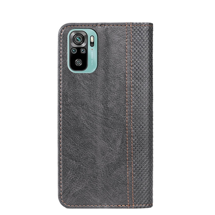 For Xiaomi Redmi Note 10S Grid Texture Magnetic PU + TPU Horizontal Flip Leather Case with Holder & Card Slot