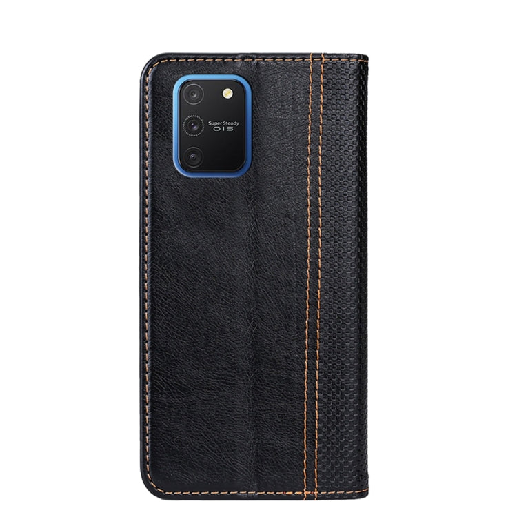 For Samsung Galaxy S10 Lite / A91 / M80s Grid Texture Magnetic PU + TPU Horizontal Flip Leather Case with Holder & Card Slot
