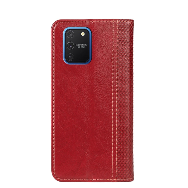 For Samsung Galaxy S10 Lite / A91 / M80s Grid Texture Magnetic PU + TPU Horizontal Flip Leather Case with Holder & Card Slot