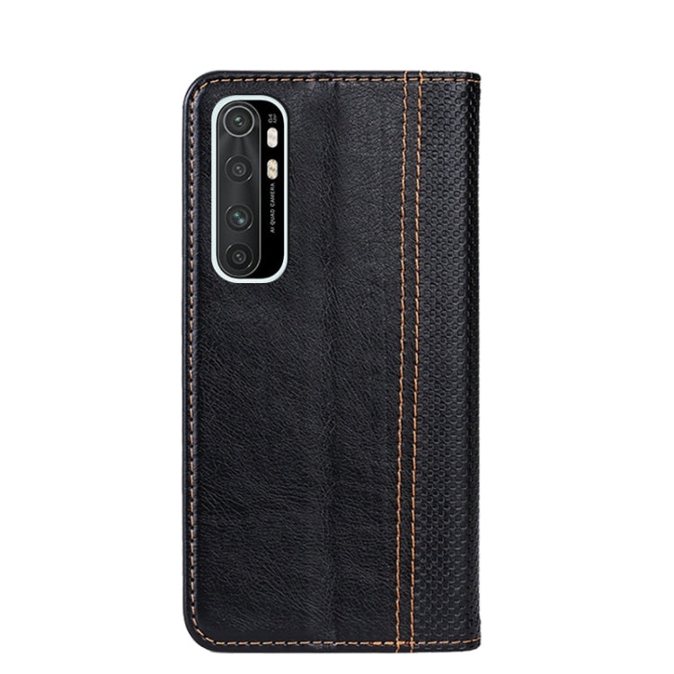 For Xiaomi Mi Note 10 Lite Grid Texture Magnetic PU + TPU Horizontal Flip Leather Case with Holder & Card Slot