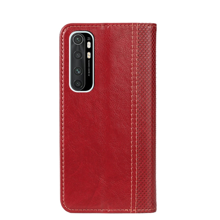 For Xiaomi Mi Note 10 Lite Grid Texture Magnetic PU + TPU Horizontal Flip Leather Case with Holder & Card Slot