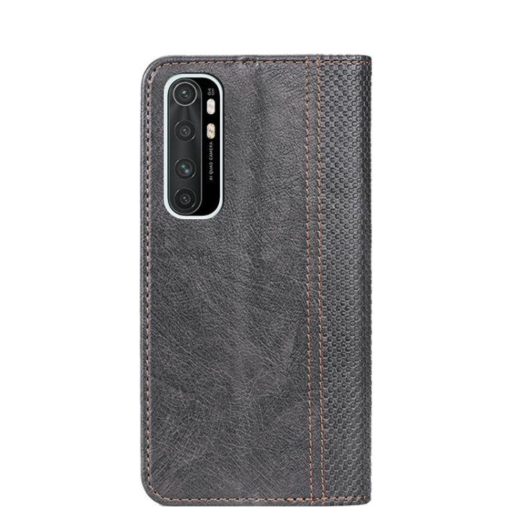 For Xiaomi Mi Note 10 Lite Grid Texture Magnetic PU + TPU Horizontal Flip Leather Case with Holder & Card Slot