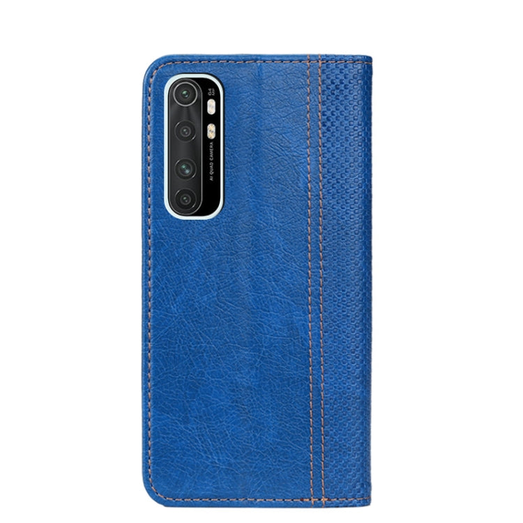 For Xiaomi Mi Note 10 Lite Grid Texture Magnetic PU + TPU Horizontal Flip Leather Case with Holder & Card Slot