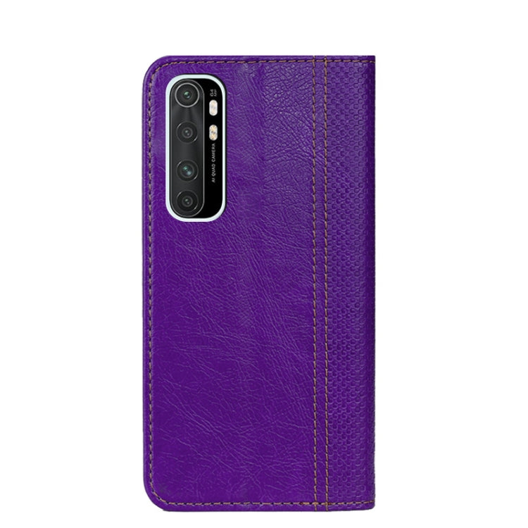 For Xiaomi Mi Note 10 Lite Grid Texture Magnetic PU + TPU Horizontal Flip Leather Case with Holder & Card Slot