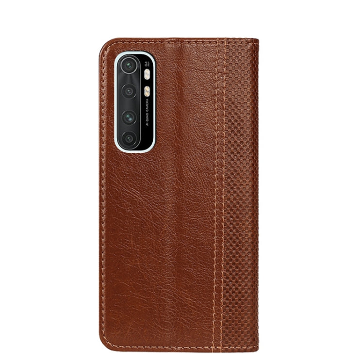 For Xiaomi Mi Note 10 Lite Grid Texture Magnetic PU + TPU Horizontal Flip Leather Case with Holder & Card Slot