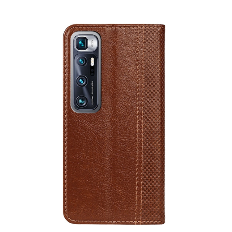 For Xiaomi Mi 10 Ultra Grid Texture Magnetic PU + TPU Horizontal Flip Leather Case with Holder & Card Slot