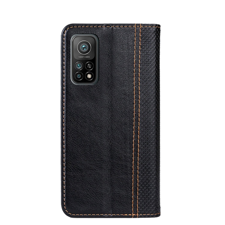 For Xiaomi Mi 10T 5G Grid Texture Magnetic PU + TPU Horizontal Flip Leather Case with Holder & Card Slot