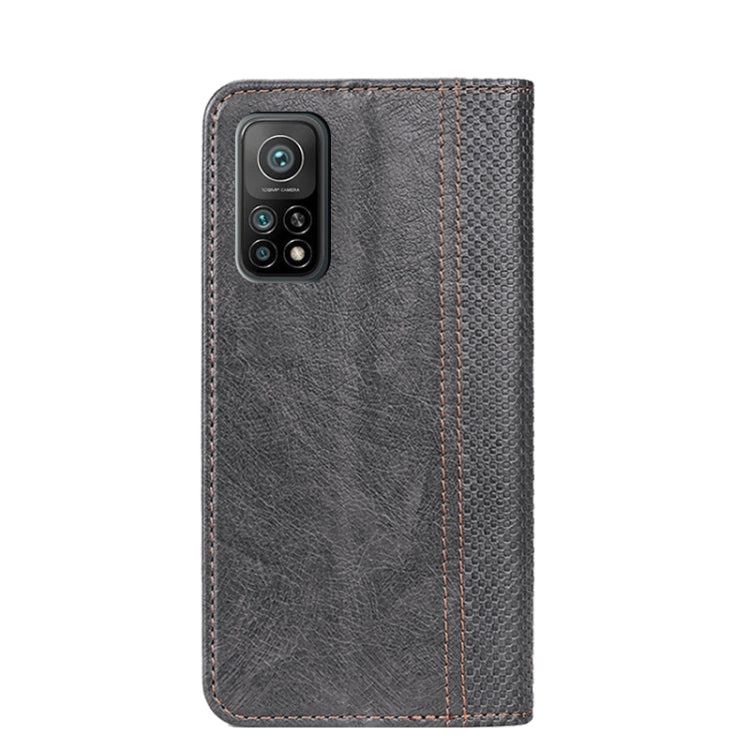 For Xiaomi Mi 10T 5G Grid Texture Magnetic PU + TPU Horizontal Flip Leather Case with Holder & Card Slot